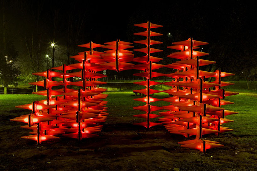 Interactive Orange Traffic Cone Sculpture by LIKEarchitects